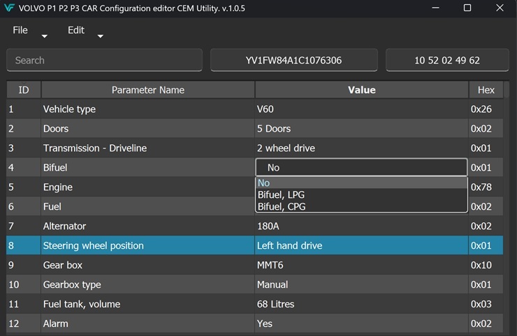 VOLVO P1 P2 P3 CAR Configuration editor CEM Utility