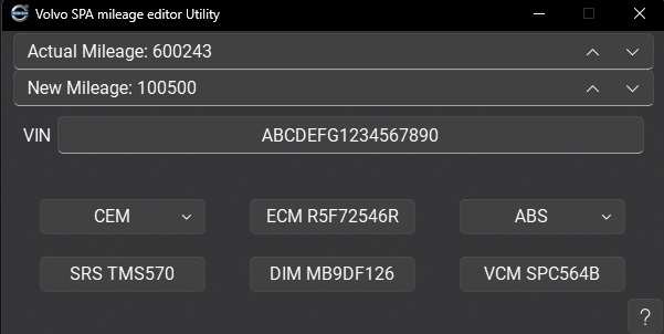 Volvo SPA mileage editor Utility