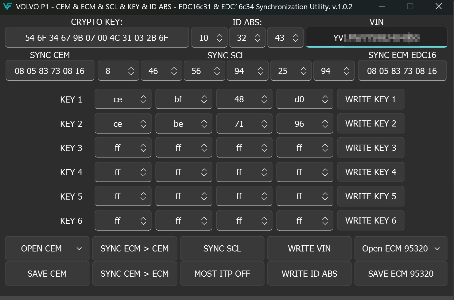 VOLVO P1 - CEM & ECM & SCL & KEY & ID ABS - EDC16c31 & EDC16c34 Synchronization Utility
