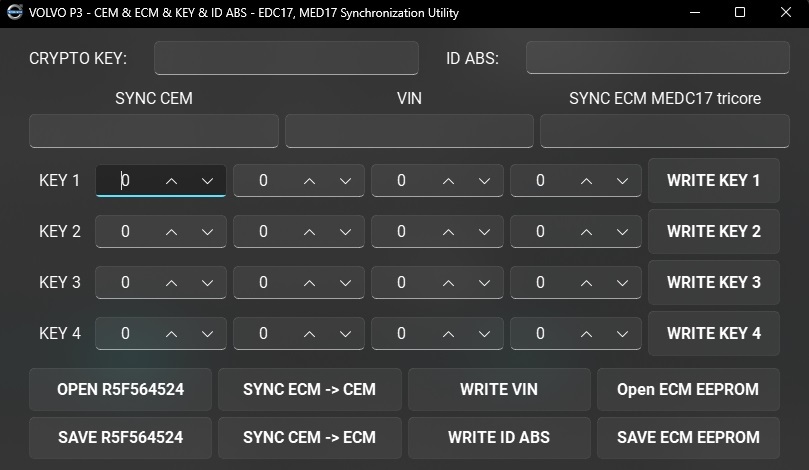 VOLVO P3 - CEM & ECM & KEY & ID ABS -- EDC17, MED17 Synchronization Utility