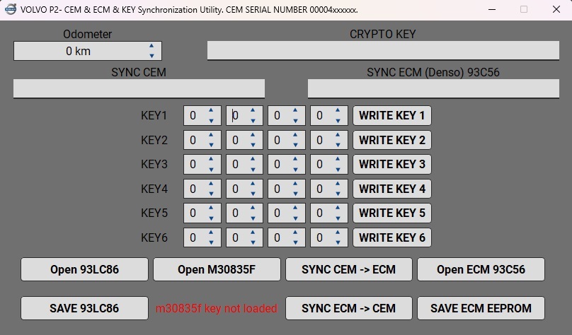 VOLVO P2 - CEM & ECM & KEY Synchronization Utility. CEM SERIAL NUMBER 00004xxxxxx. CEM 93LC86 - ECM: ECM Denso 93c53