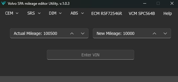 Volvo SPA mileage editor Utility