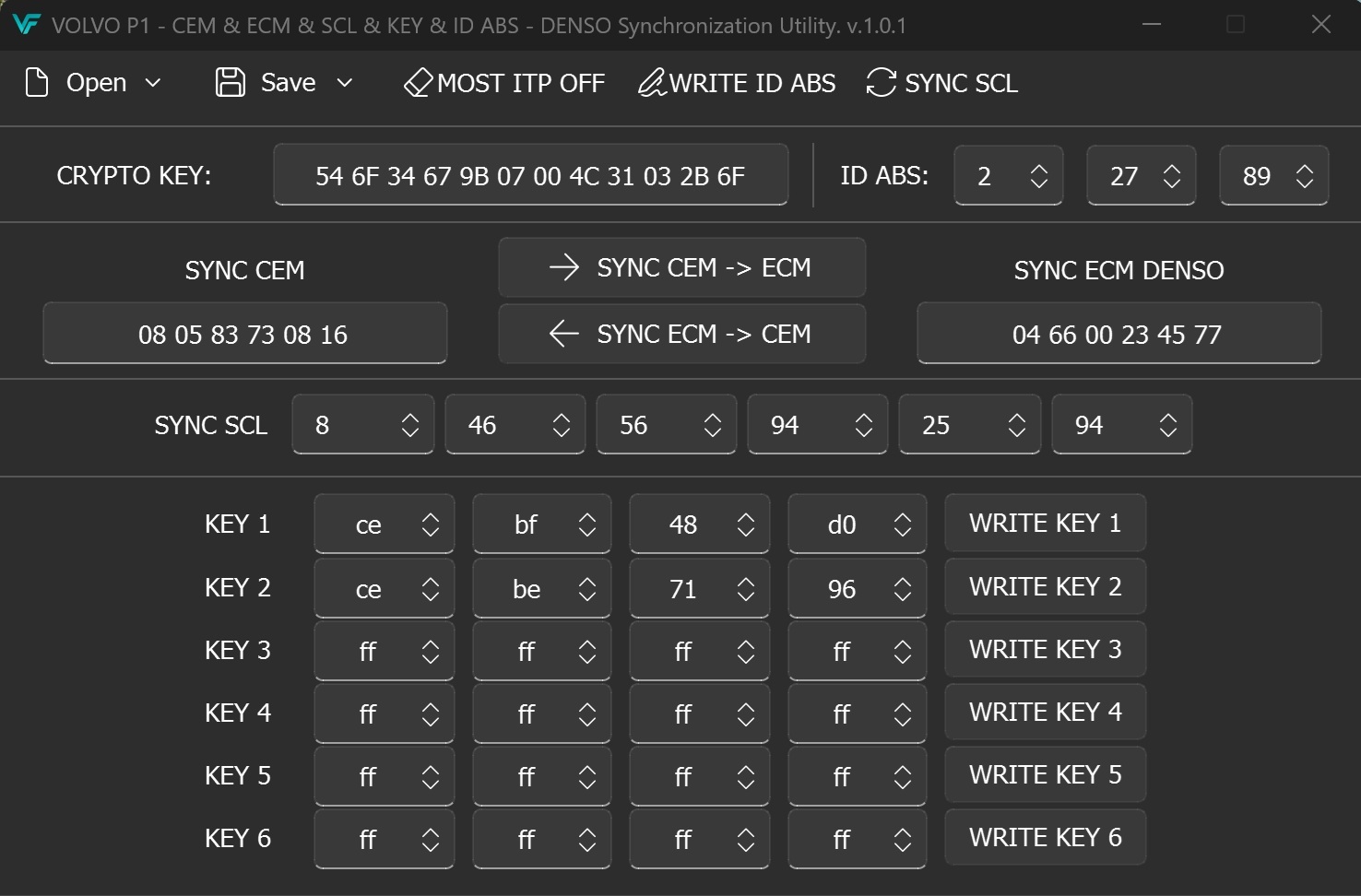 VOLVO P1 - CEM & ECM & SCL & KEY & ID ABS - DENSO Synchronization Utility