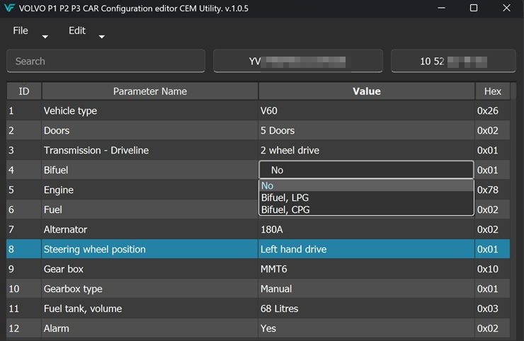 VOLVO P1 P2 P3 CAR Configuration editor CEM Utility