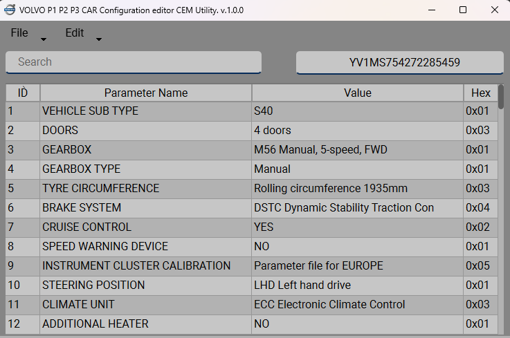 VOLVO P1 P2 P3 CAR Configuration editor CEM Utility