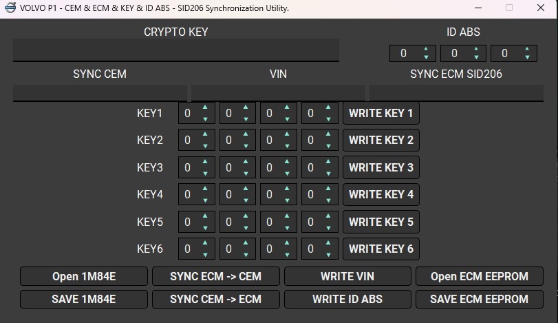 VOLVO P1 - CEM & ECM & KEY & ID ABS -- SID206  Synchronization Utility